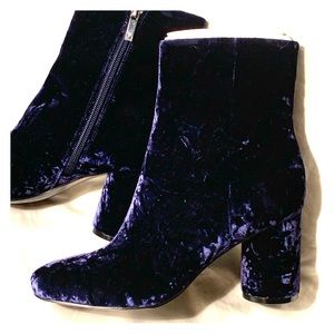 Marc Fisher Ltd Blue Crushed Velvet Booties